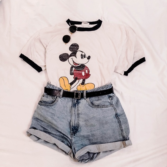 Disney Tops - Vintage Mickey Mouse Ringer Tee